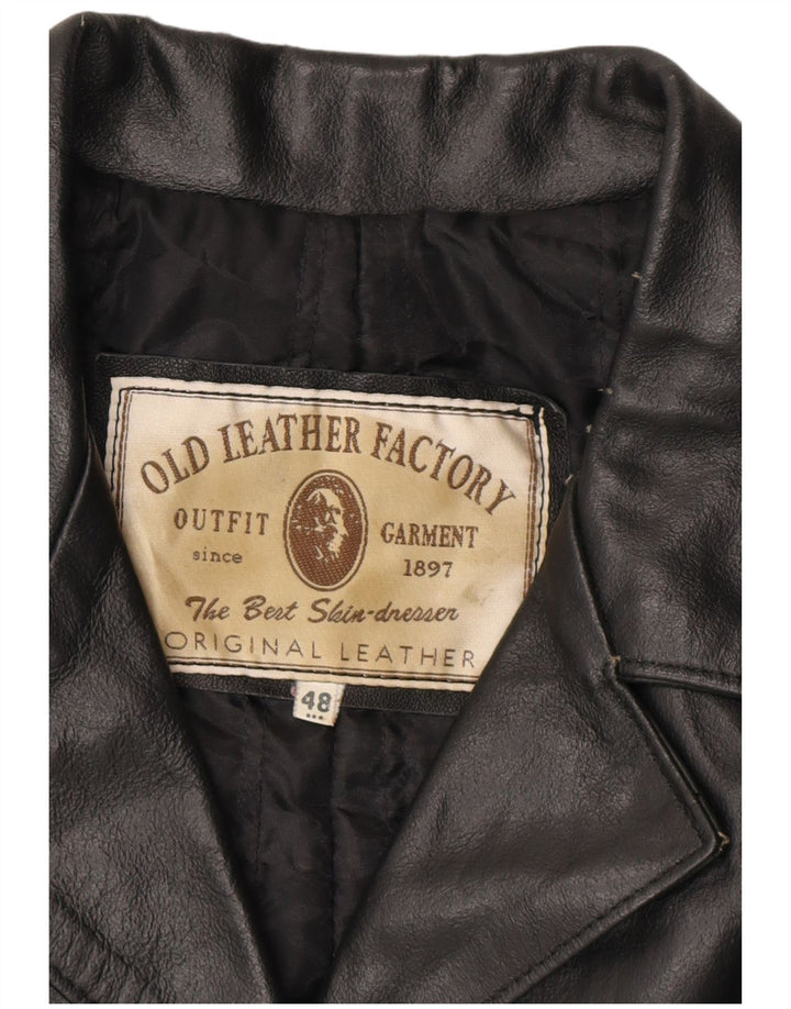 VINTAGE Γυναικείο Δερμάτινο Παλτό IT 48 XL Μαύρο Δερμάτινο