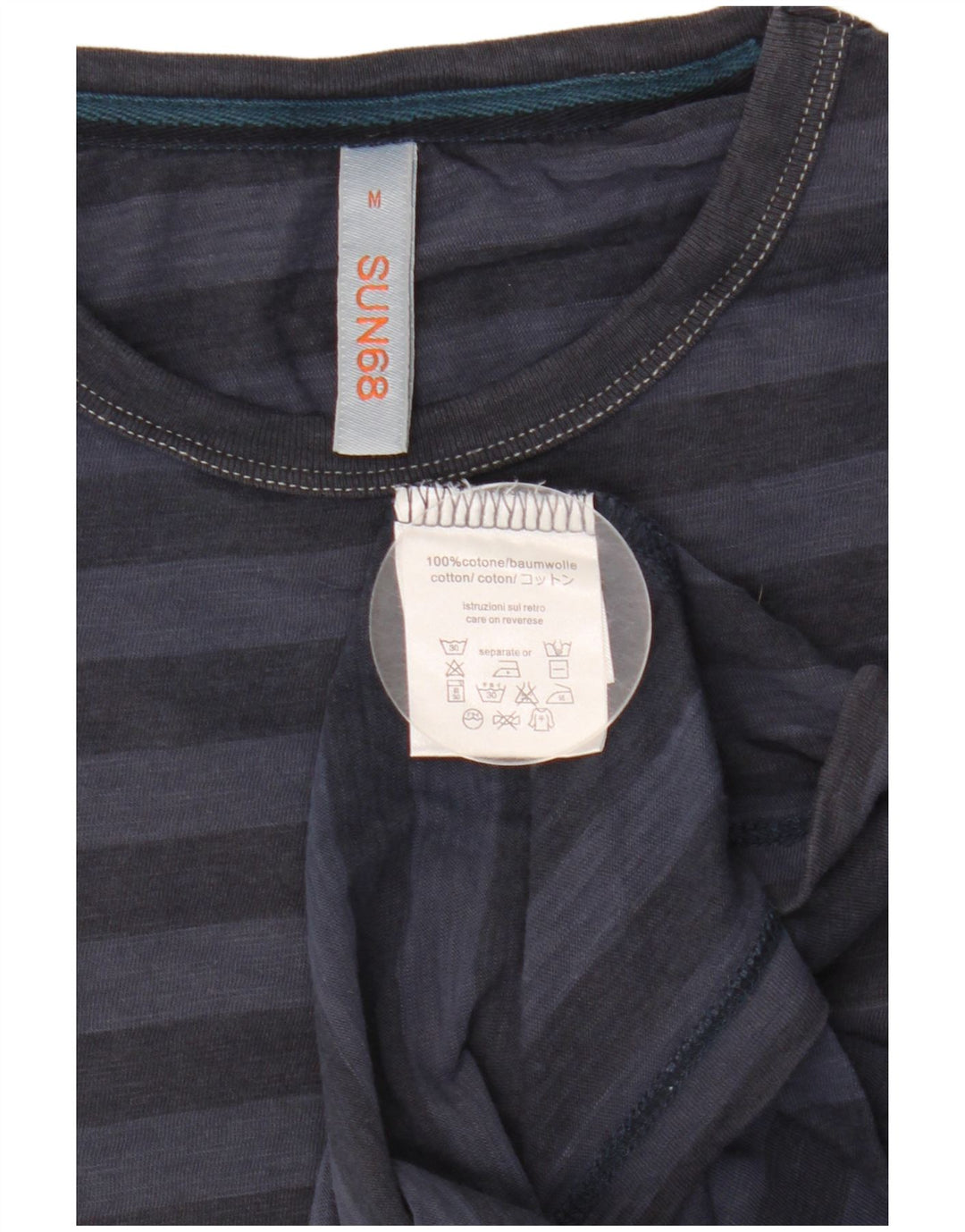 SUN68 Ανδρικό T-Shirt Top Βαμβακερό μεσαίο μπλε ναυτικό ριγέ