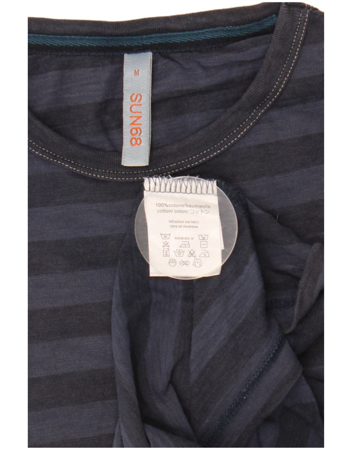 SUN68 Ανδρικό T-Shirt Top Βαμβακερό μεσαίο μπλε ναυτικό ριγέ