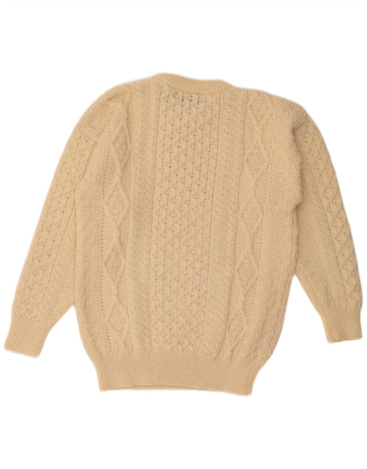 Ανδρικό πουλόβερ με λαιμόκοψη Aran Crafts Μεγάλο μπεζ μαλλί