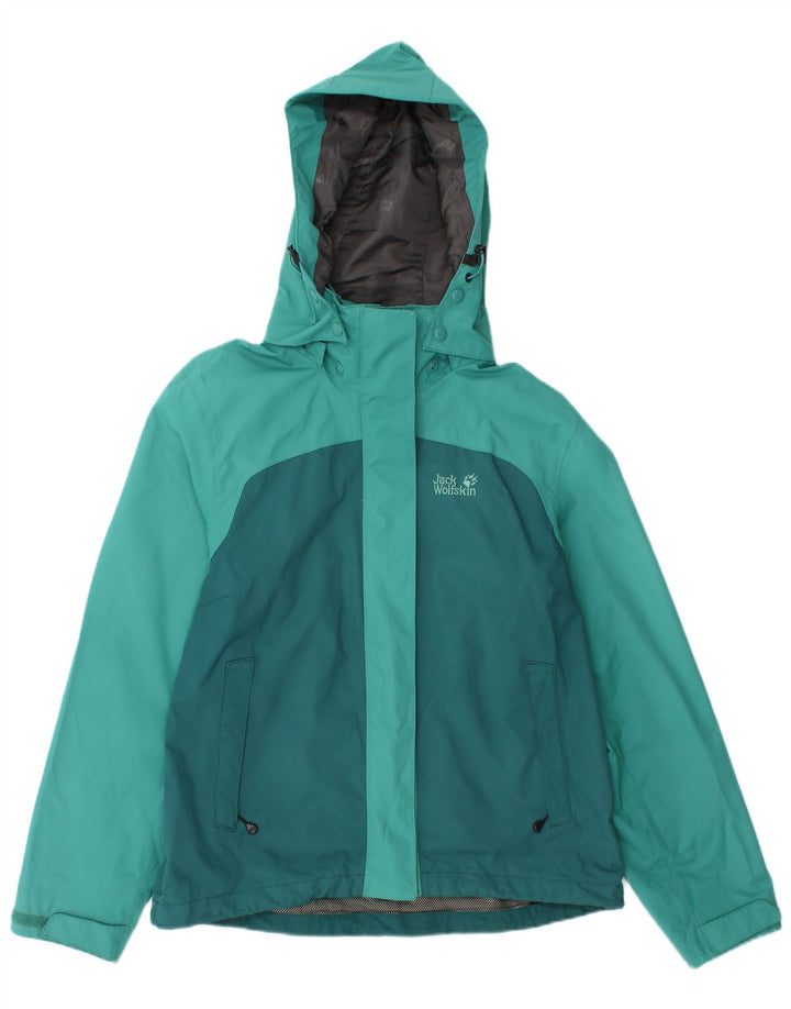 Jack Wolfskin γυναικείο μπουφάν βροχής με κουκούλα UK 10 Small Turquoise Colourblock