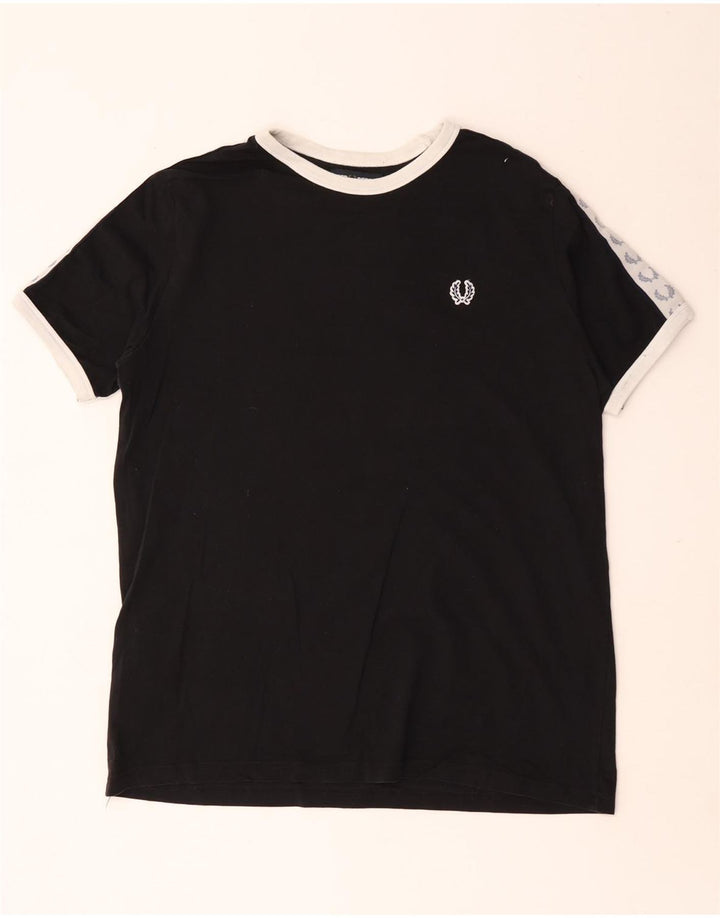 Ανδρικό γραφικό μπλουζάκι Fred Perry Top Medium Black Colourblock Βαμβακερό