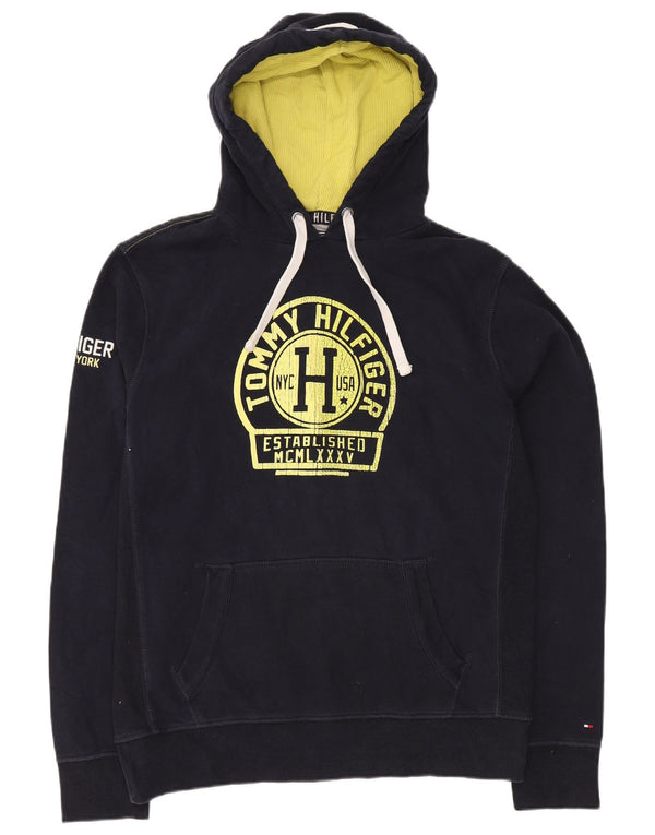 Tommy Hilfiger Womens Vintage Fit Graphic Hoodie Jumper XL Navy Blue Cotton