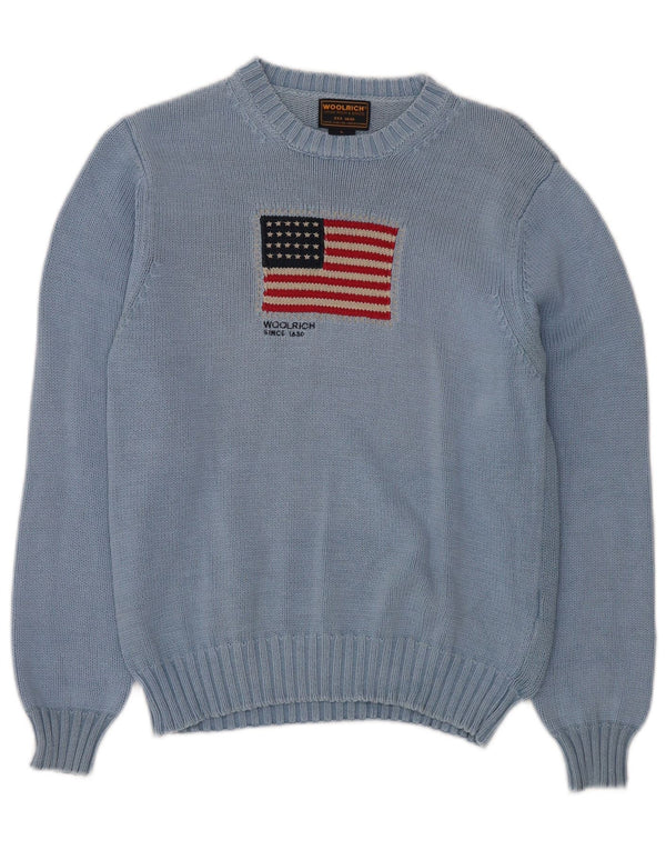 WOOLRICH Γυναικείο πουλόβερ USA Graphic Crew Neck Jumper UK 14 Large Blue