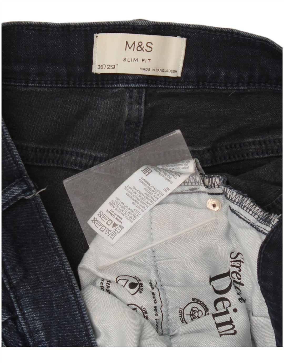 Marks & Spencer Ανδρικό Slim Jeans W36 L29 Navy Blue Cotton