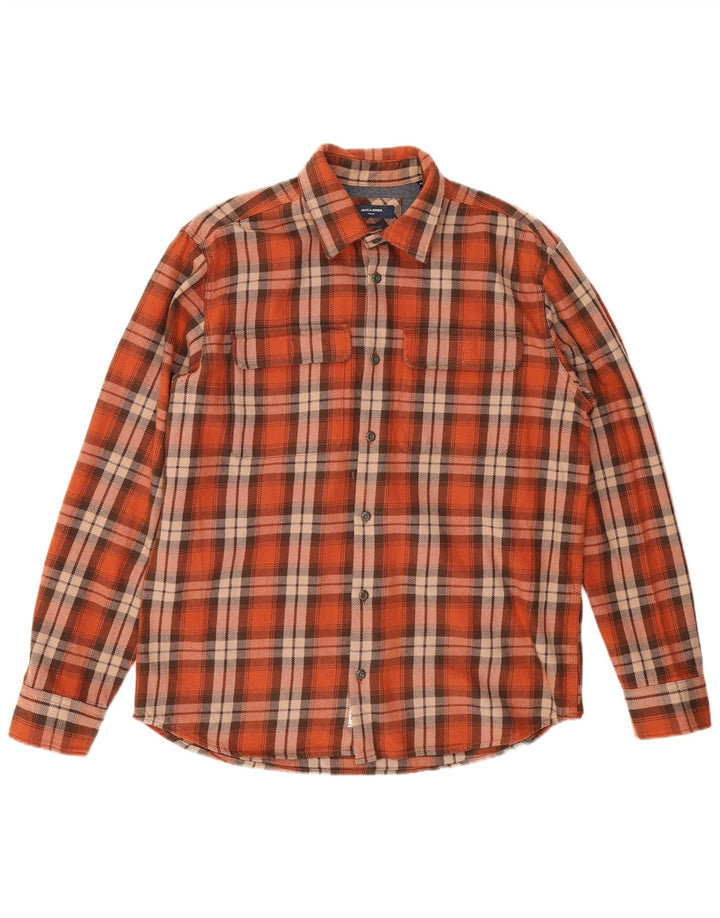 Ανδρικό φανελένιο πουκάμισο Jack & Jones XL πορτοκαλί βαμβακερό