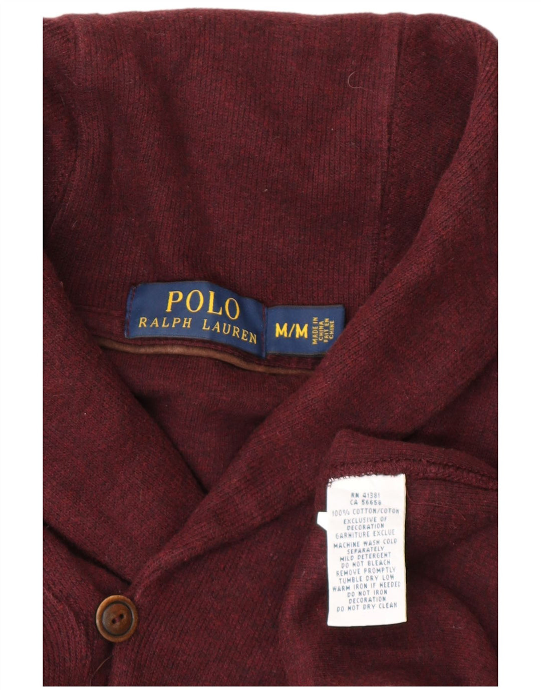 Πουλόβερ POLO RALPH LAUREN Ανδρικό πουλόβερ με σάλι, μεσαίο βαμβακερό μπορντό