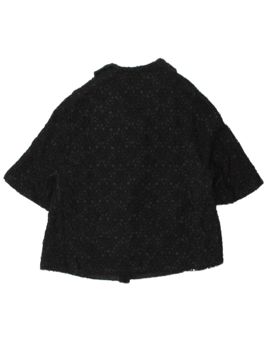 VINTAGE Γυναικείο κοντομάνικο σακάκι μπλέιζερ UK 12 μεσαίο μαύρο φλοράλ