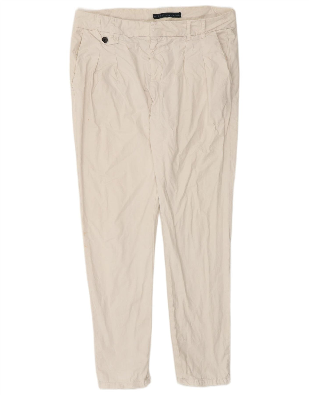 Zara Γυναικείο Slim παντελόνι Chino Medium W32 L30 Λευκό βαμβακερό