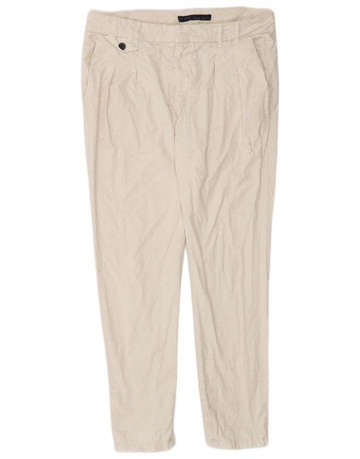 Zara Γυναικείο Slim παντελόνι Chino Medium W32 L30 Λευκό βαμβακερό