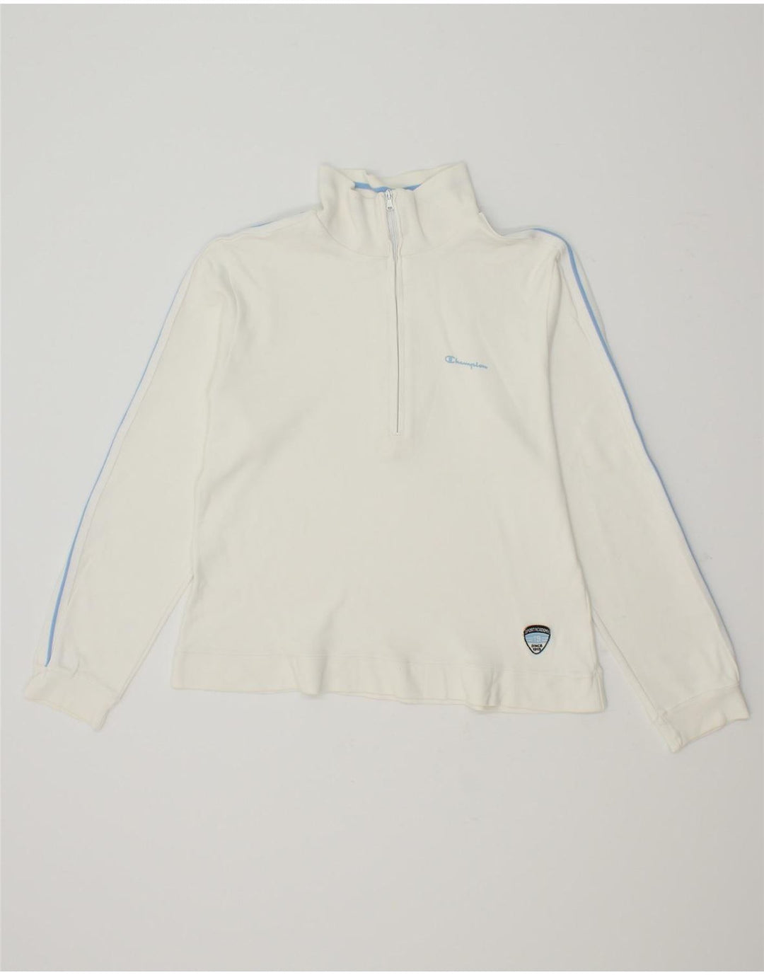 CHAMPION Womens Zip Neck Pullover Tracksuit Top UK 12 Medium White Cotton Vintage Champion and Second-Hand Champion from Messina Hembry 