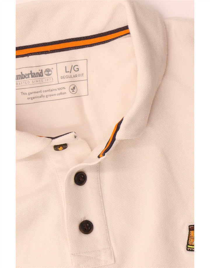Timberland Ανδρικό πουκάμισο Polo με κανονική εφαρμογή, μεγάλο λευκό βαμβακερό