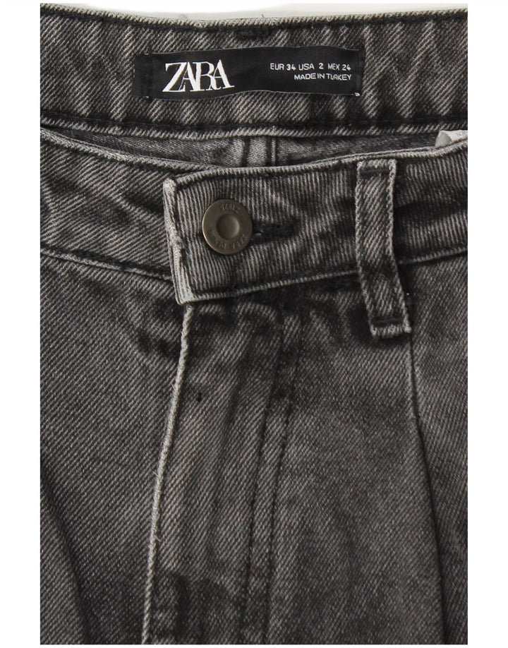 ZARA Γυναικείο Μπαλόνι Crop Ψηλόμεσο Τζιν EU 34 2XS W24 L25 Γκρι