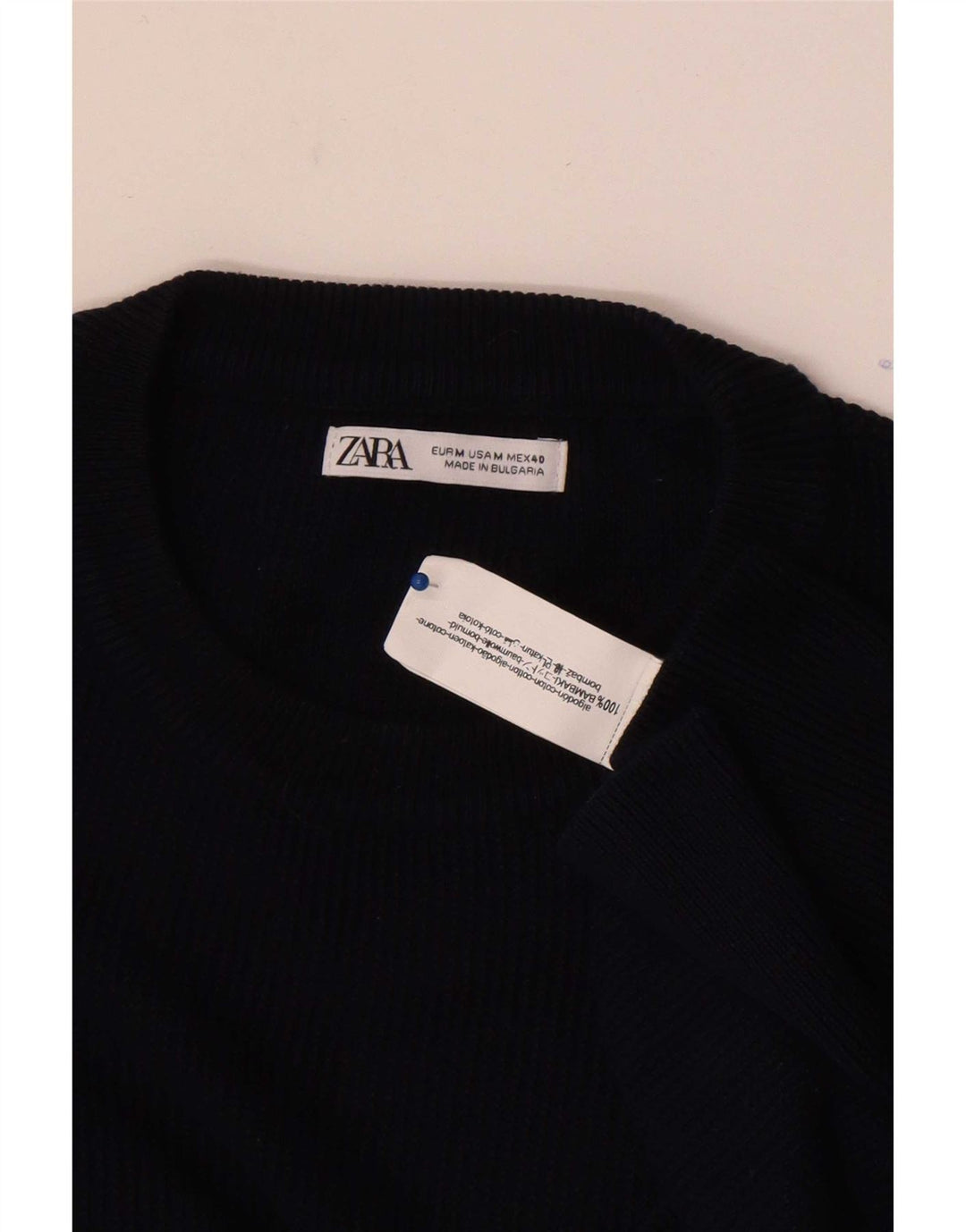 Ανδρικό πουλόβερ Zara Crew Neck Jumper Medium Navy Blue