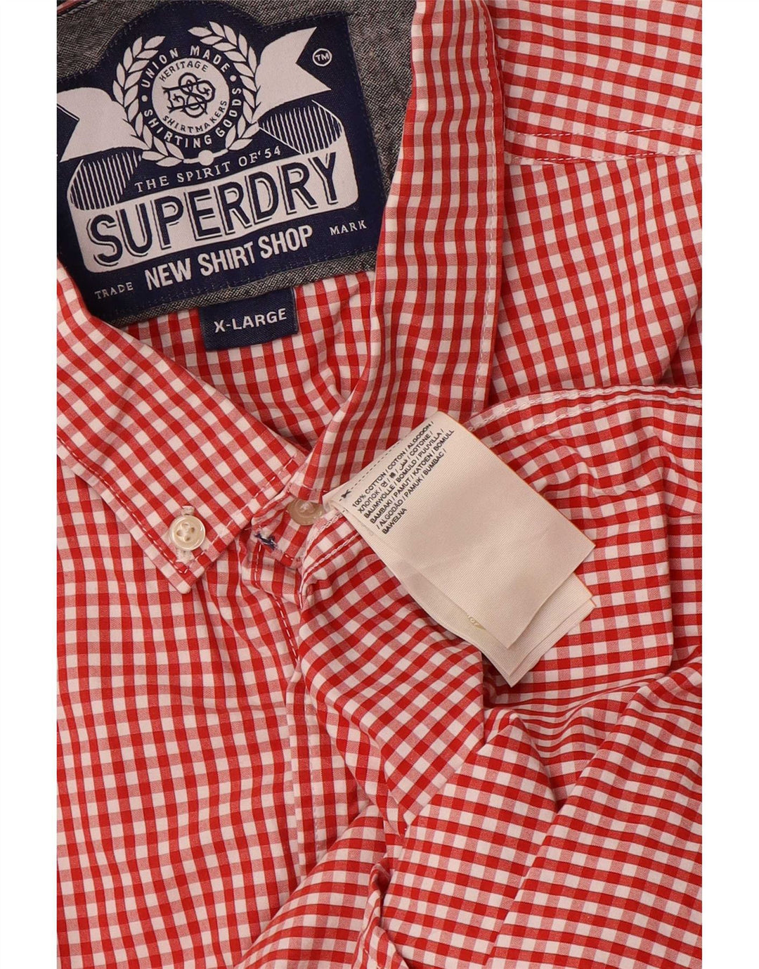 Ανδρικό πουκάμισο Superdry XL Red Gingham Cotton