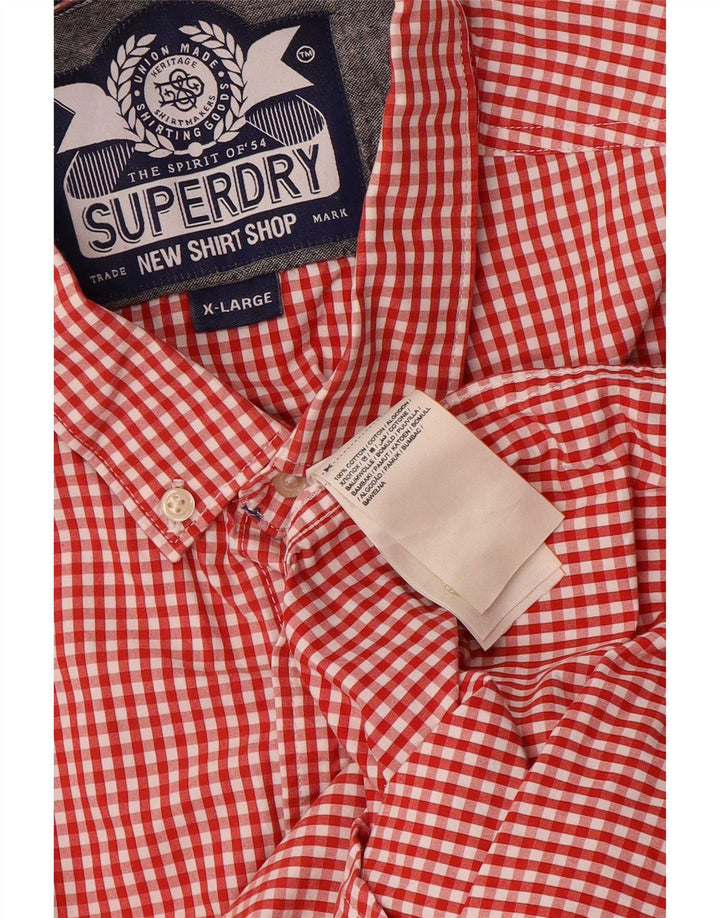 Ανδρικό πουκάμισο Superdry XL Red Gingham Cotton