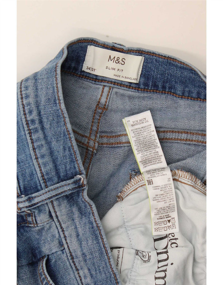 Ανδρικό Slim Jeans Marks & Spencer W34 L31 Blue Cotton