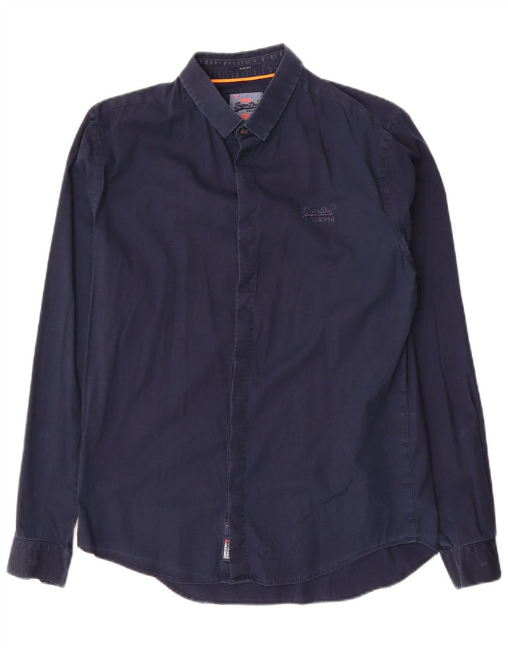 Ανδρικό πουκάμισο Superdry Slim Fit Medium Navy Blue βαμβακερό