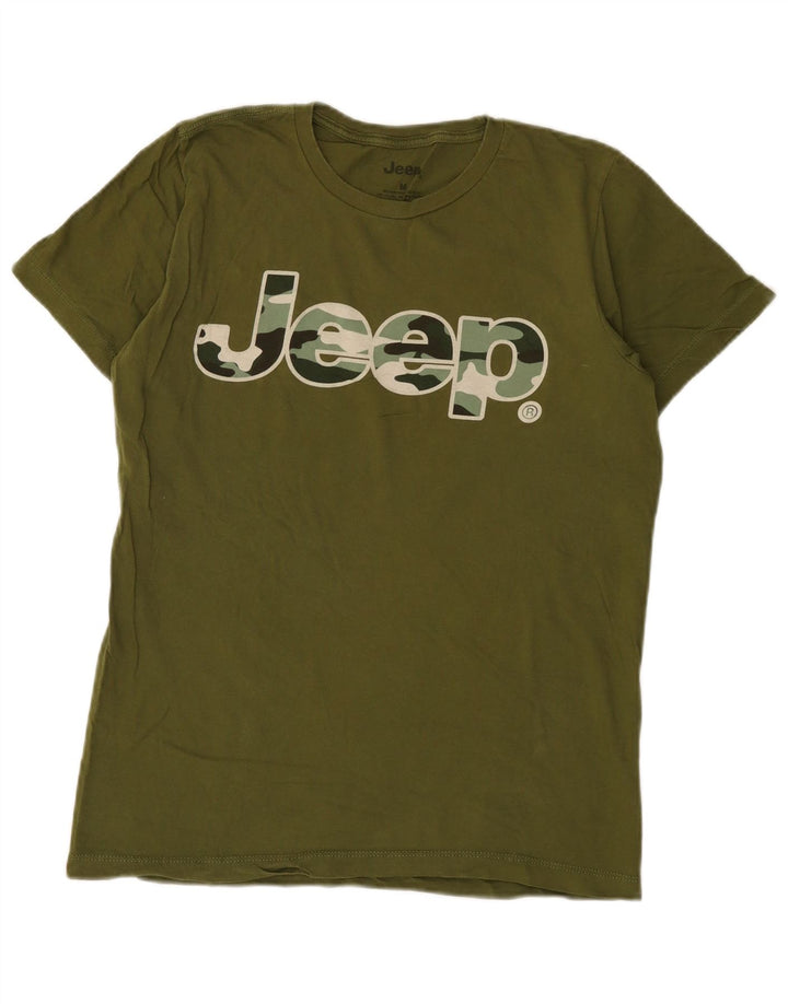 Ανδρικό κανονικό γραφικό μπλουζάκι Jeep, μεσαίο πράσινο βαμβακερό