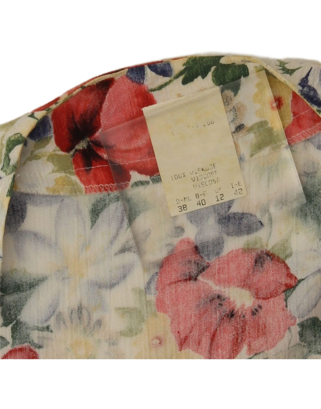 Vintage Γυναικεία Crop Μπλούζα Τοπ UK 12 μεσαία πολύχρωμη φλοράλ βισκόζη