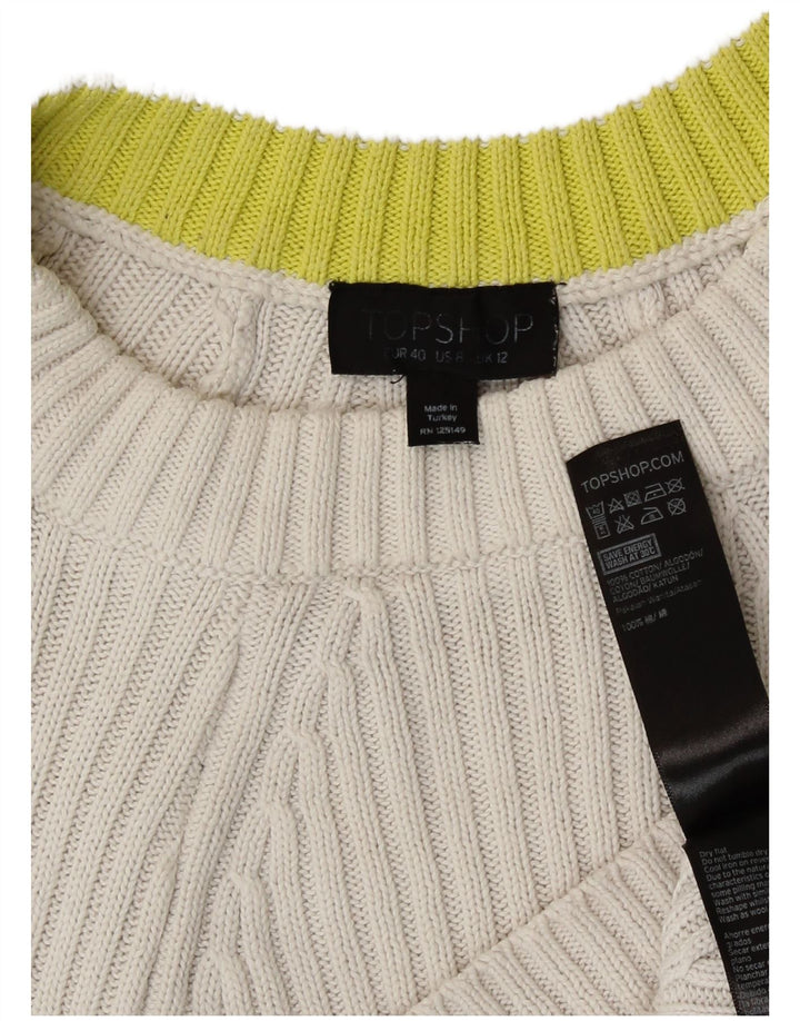 Γυναικείο πουλόβερ Topshop Crop Oversized Crew Neck Jumper UK 12 Medium White