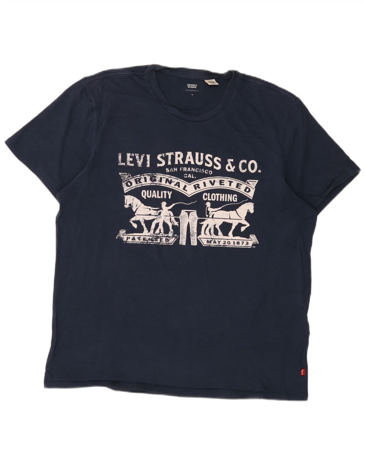 Ανδρικό γραφικό T-Shirt Levi's Top XL Navy Blue Cotton