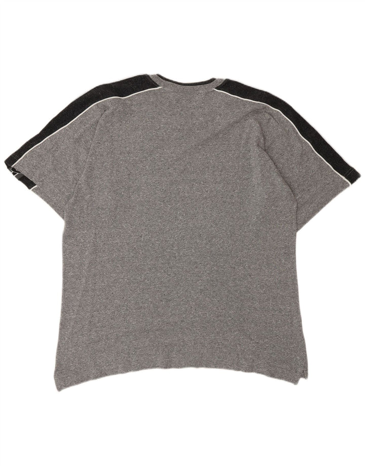 ASICS Mens Graphic T-Shirt Top Large Grey Colourblock Cotton
