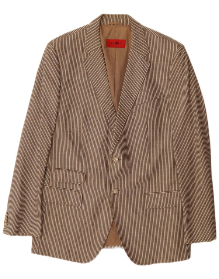 Ανδρικό σακάκι σακάκι Hugo Boss με 2 κουμπιά EU 54 2XL παρθένο μαλλί με γκρι ρίγες