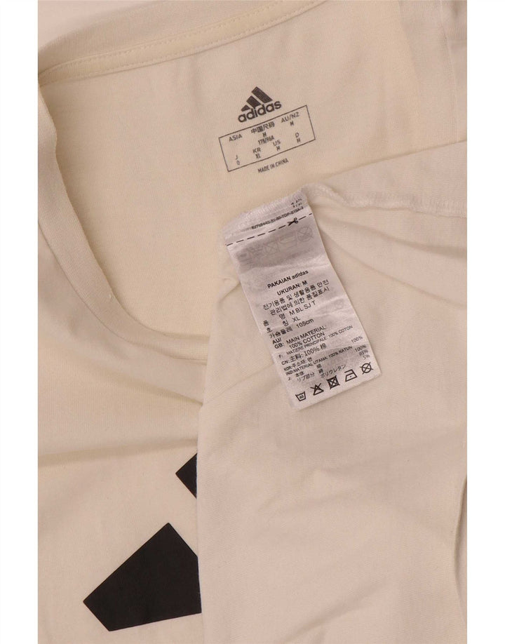 Ανδρικό γραφικό T-Shirt Adidas Top από μεσαίο λευκό βαμβακερό