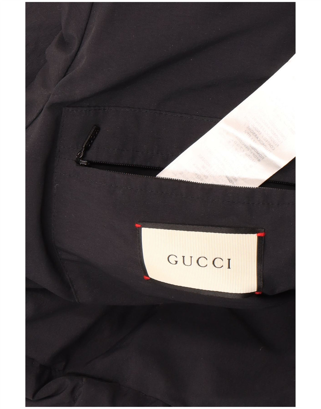 Ανδρικό παλτό Gucci γραφικό με κουκούλα με επένδυση IT 46 μεγάλο μαύρο πολυαμίδιο