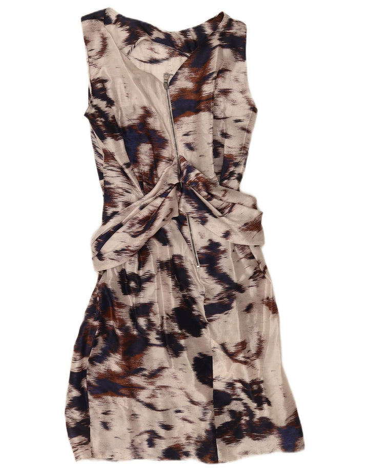 Vintage γυναικείο φόρεμα με θήκη με αφηρημένο σχέδιο UK 14 Medium Off White