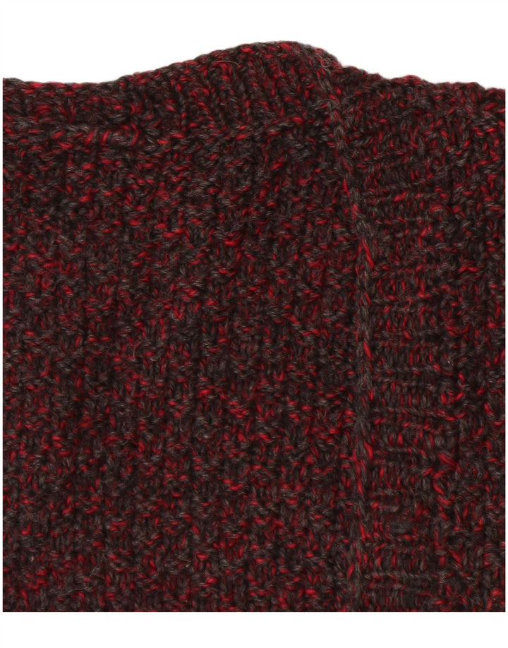 VINTAGE Γυναικείο Αμάνικο Ζακέτα UK 14 Μεγάλο Μπορντό Φλέκινγκ