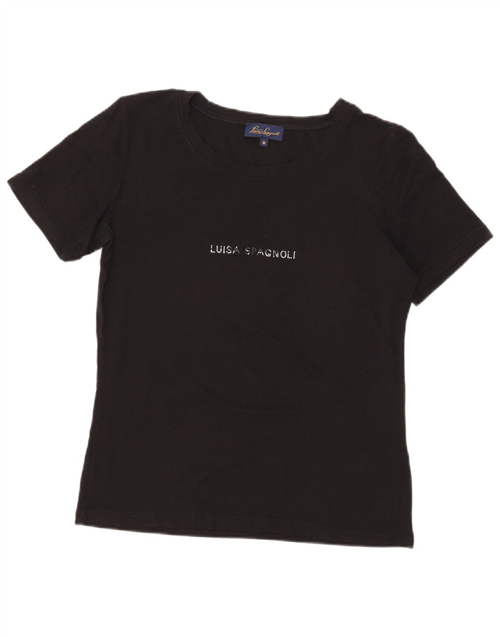 Γυναικείο γραφικό μπλουζάκι Luisa Spagnoli Top UK 14 Medium Black