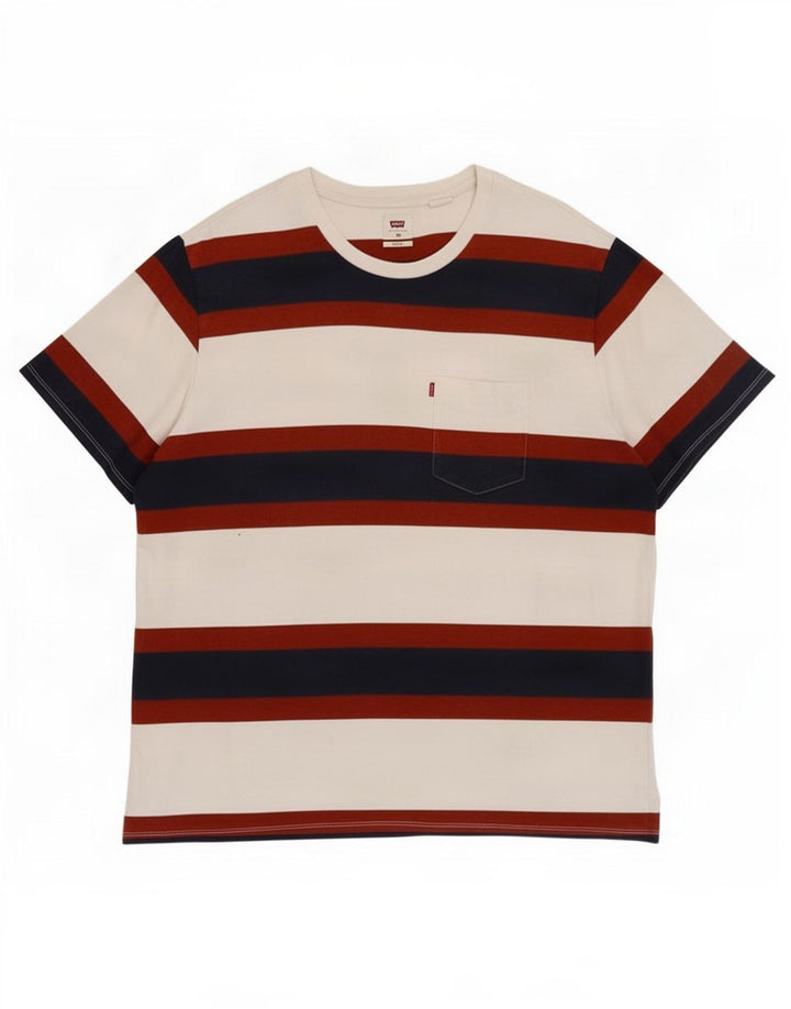 Ανδρικό T-Shirt Levi's Relaxed Top XL Λευκό ριγέ βαμβακερό