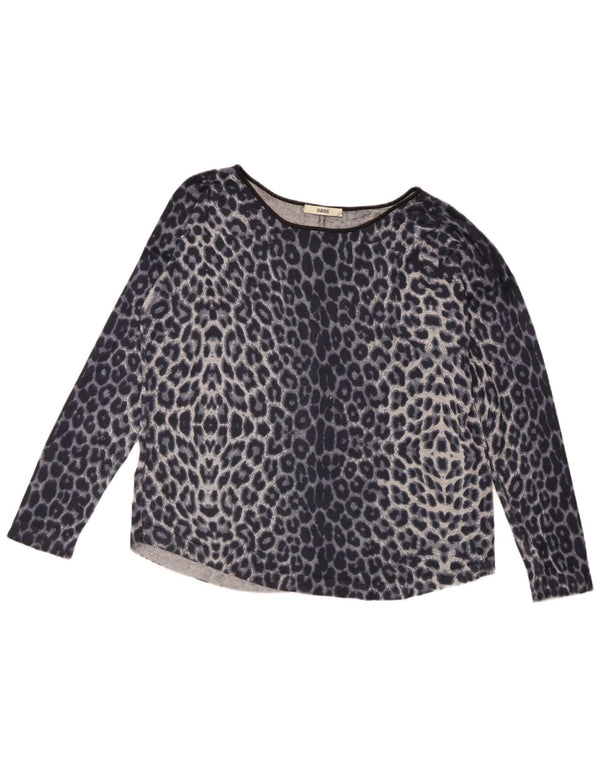 Γυναικείο πουλόβερ Oasis Boat Neck Jumper UK 16 Large Gray Animal Print Viscose
