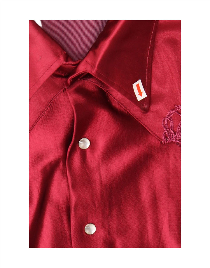 Vintage γυναικείο πουκάμισο μπλούζα UK 18 XL Red Acetate