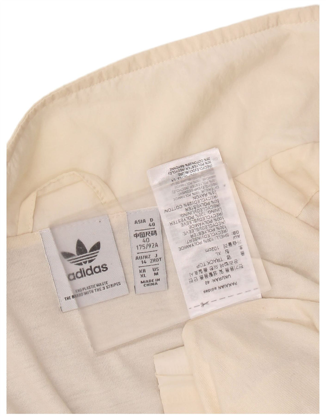 Γυναικεία αθλητική φόρμα γραφικών Adidas Top Jacket UK 14 Large Off White Polyamide