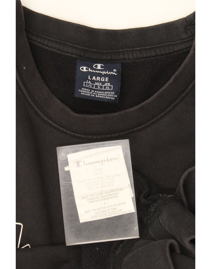 Ανδρικό γραφικό φούτερ Champion Jumper μεγάλο μαύρο βαμβακερό