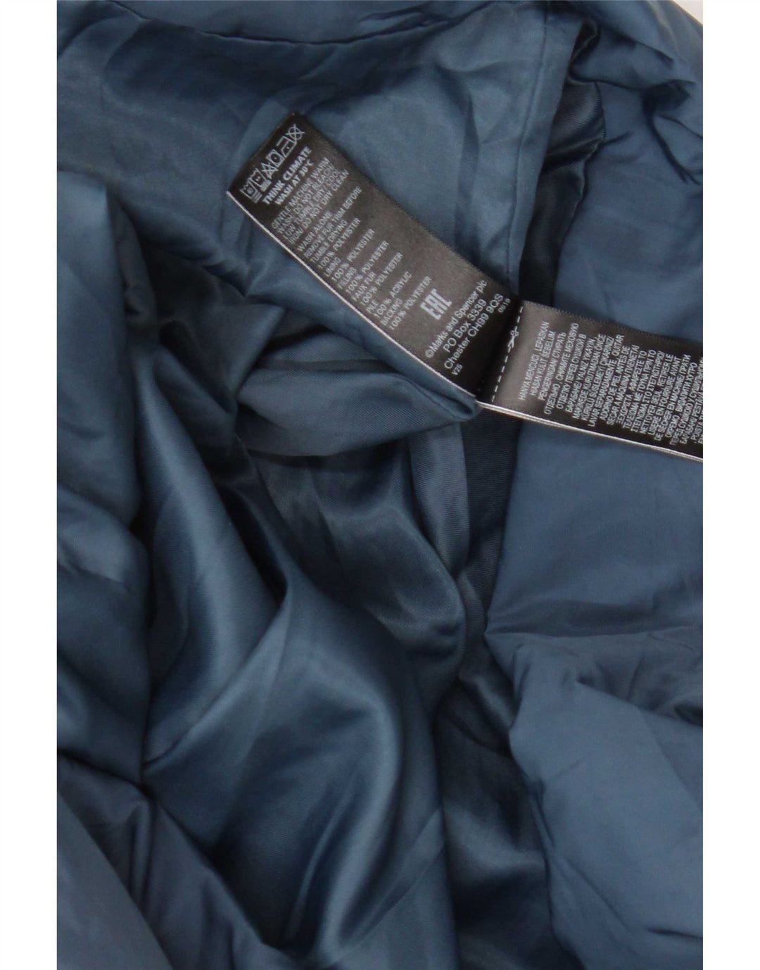 Marks & Spencer Γυναικείο παλτό με κουκούλα UK 20 2XL Navy Blue Polyester