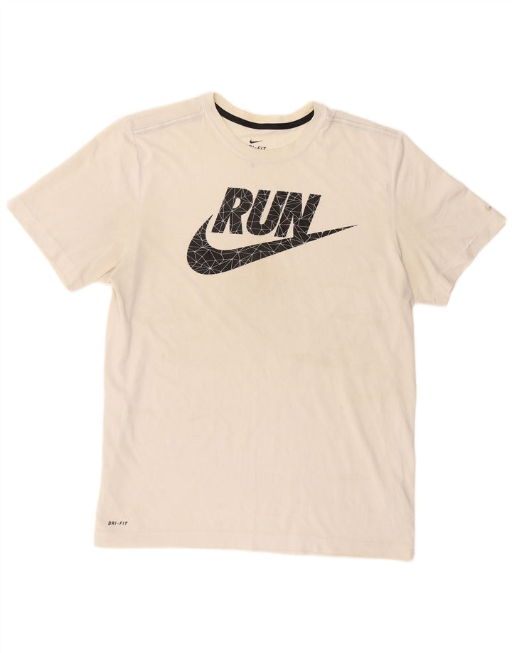 NIKE Mens Dri Fit Graphic T-Shirt Top Large White Polyester