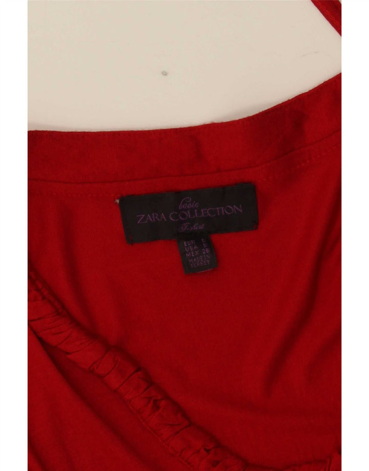 Zara Γυναικεία μπλούζα με 3/4 μανίκια τοπ UK 8 Small Red