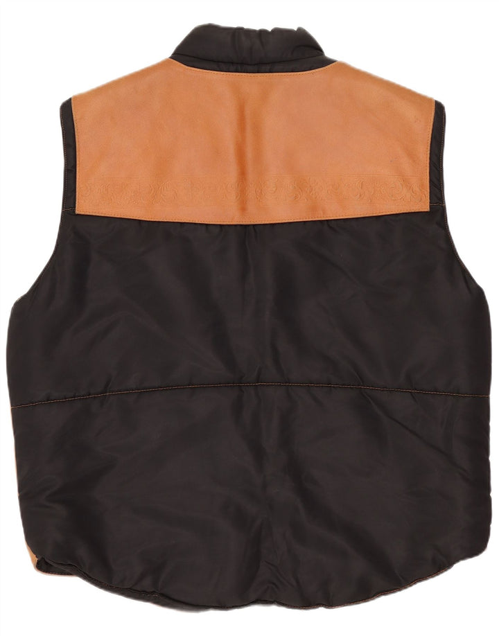 Vintage Ανδρικό Δερμάτινο Gilet UK 40 Large Brown Paisley Leather