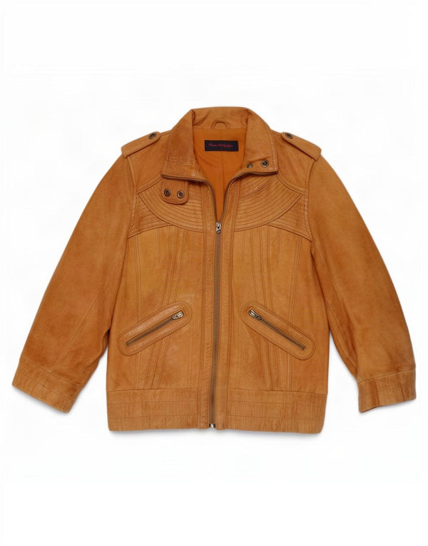 Miss Selfridge Γυναικείο 3/4 μανίκι Military δερμάτινο μπουφάν UK 8 Small Beige