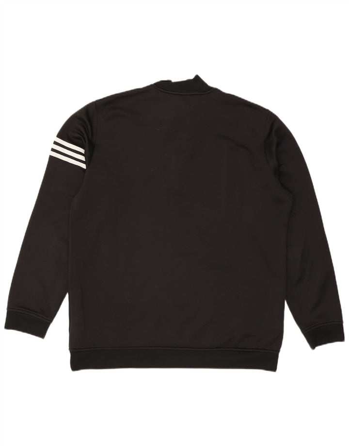 Ανδρικό φούτερ ADIDAS Climalite με φερμουάρ με λαιμόκοψη, μαύρο πολυεστέρα