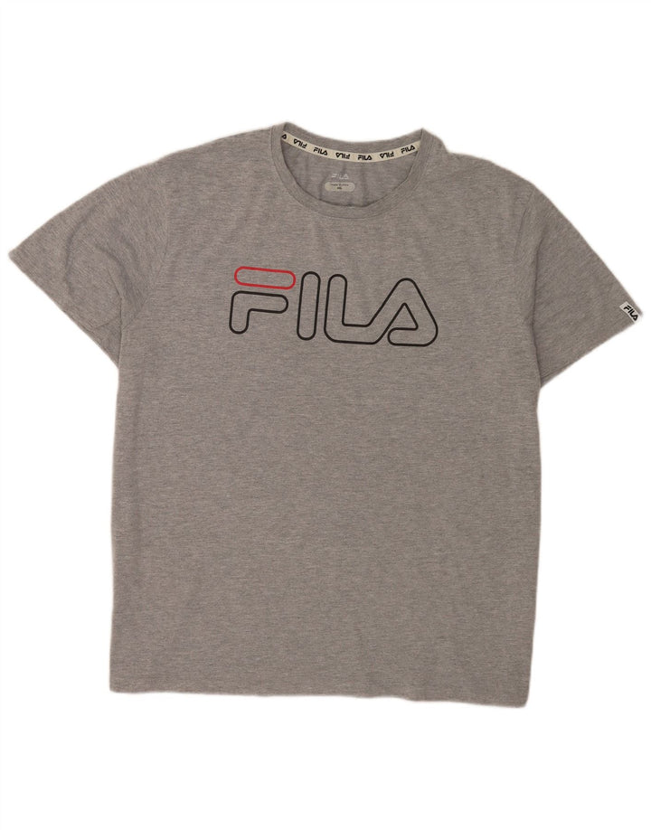 Ανδρικό γραφικό T-Shirt Fila Top 2XL με γκρι φλύκταινες πολυεστέρας