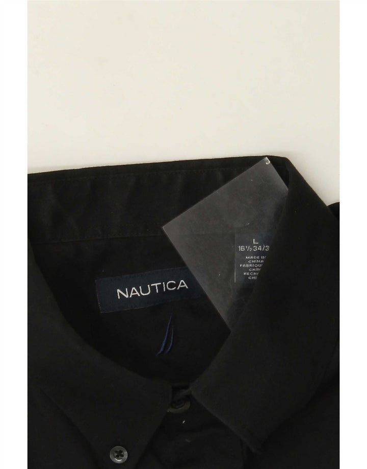 Ανδρικό πουκάμισο Nautica Size 16 1/2 Large Μαύρο Βαμβακερό