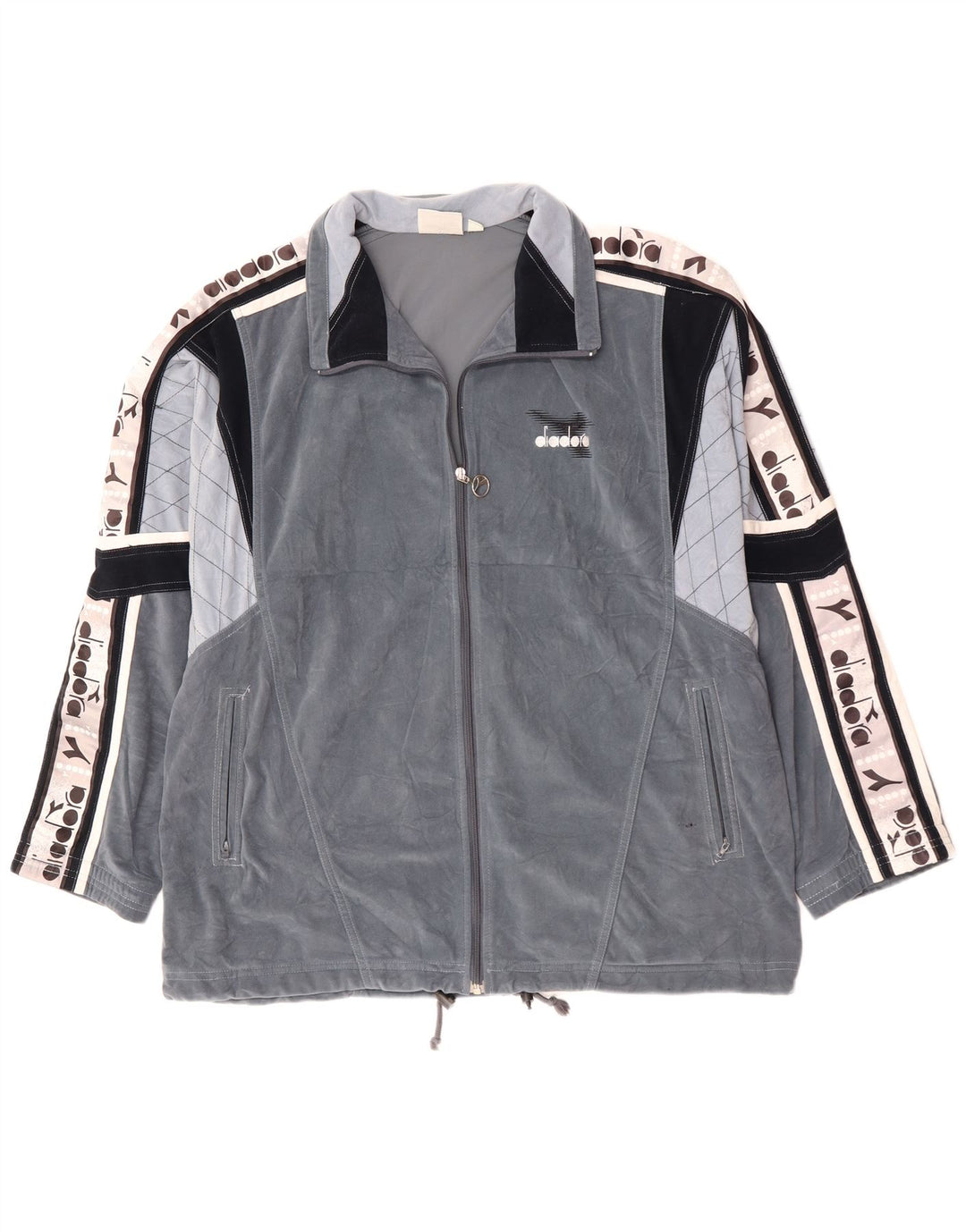 DIADORA Ανδρική φόρμα με γραφικό βελούδο Top Jacket UK 46 XL Grey Colourblock