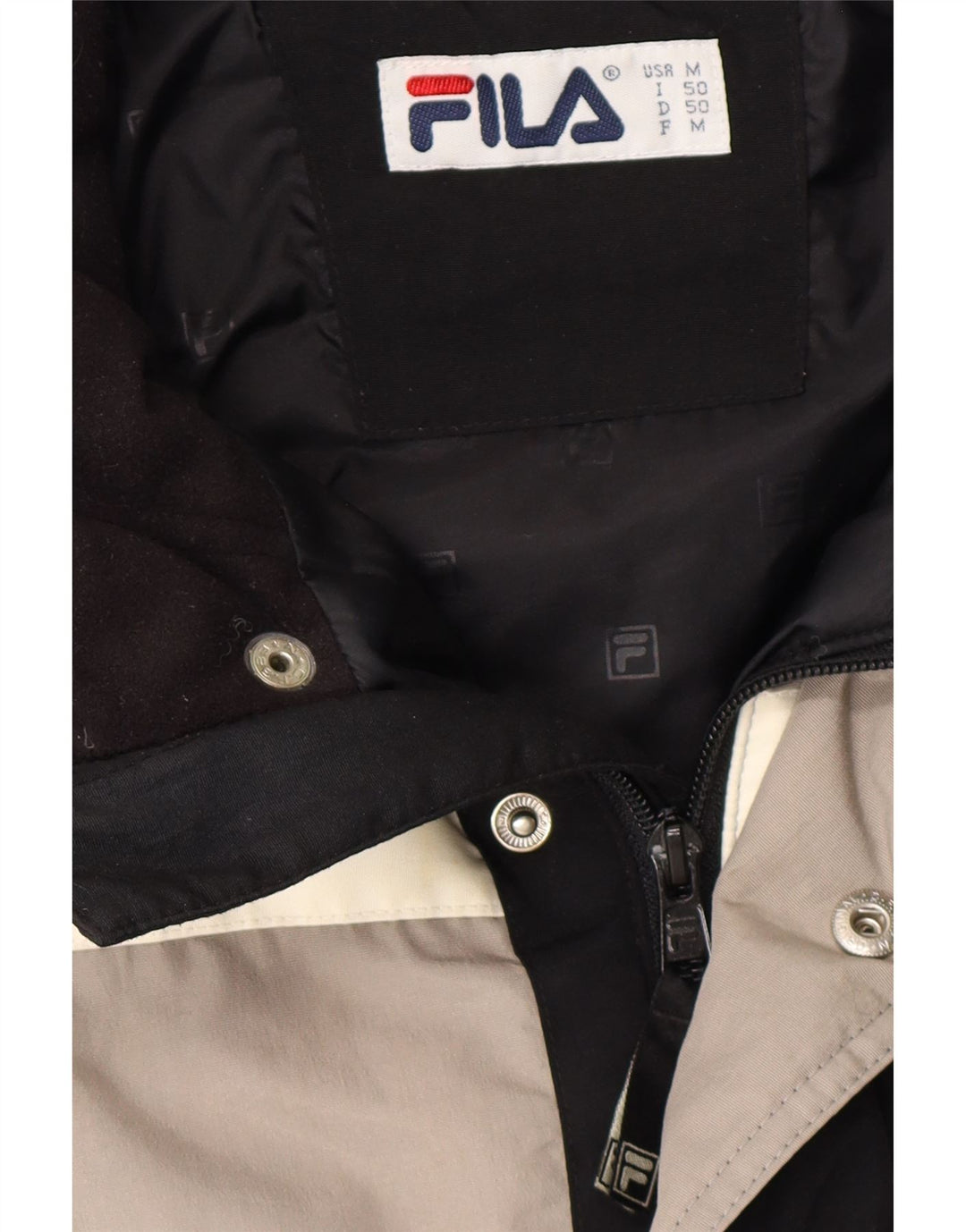 Ανδρικό μπουφάν FILA με επένδυση UK 38 Medium Black Colorblock Polyamide