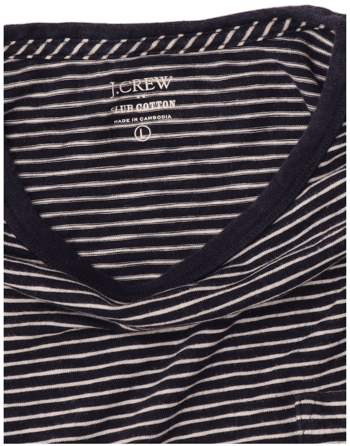 J. CREW Γυναικείο T-Shirt Top UK 16 Large Navy Blue ριγέ βαμβακερό
