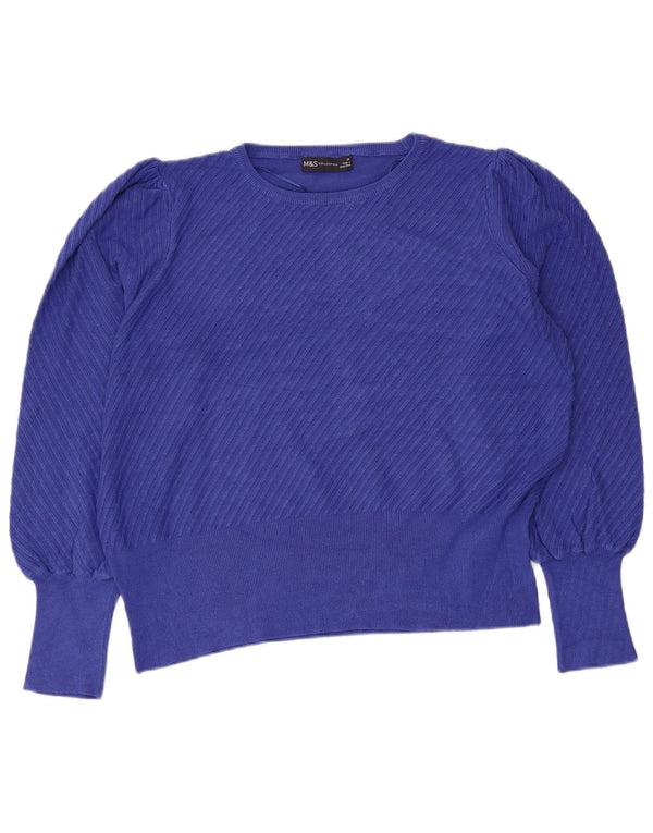 Marks & Spencer Γυναικείο πουλόβερ Crop Crew Neck Jumper UK 20 2XL Blue Viscose